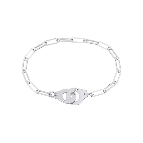 Bracelet Menottes dinh van R12 en or blanc sur chaîne
