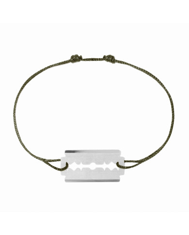 Bracelet sur cordon Lame de Rasoir PM or blanc