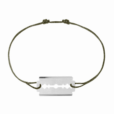 Bracelet sur cordon Lame de Rasoir PM or blanc