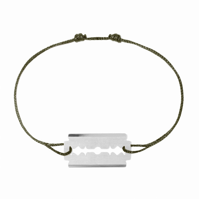 Bracelet sur cordon Lame de Rasoir PM or blanc