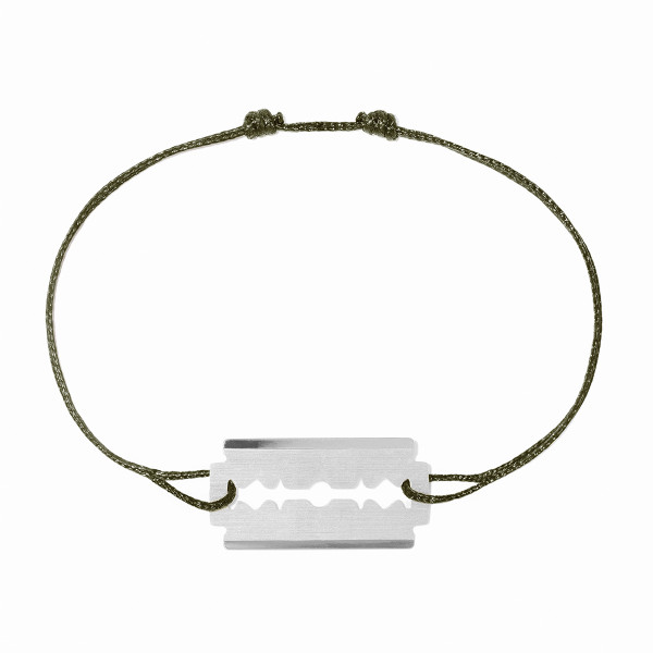 Bracelet sur cordon Lame de Rasoir PM or blanc