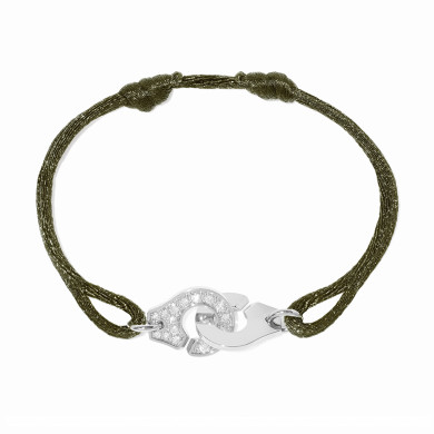 Bracelet sur cordon Menottes dinh van moyen modèle or blanc et diamants