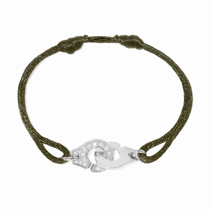 Bracelet sur cordon Menottes dinh van moyen modèle or blanc et diamants