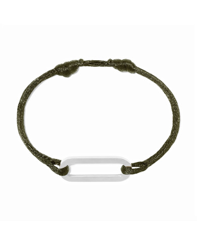 Bracelet sur cordon Maillon L or blanc
