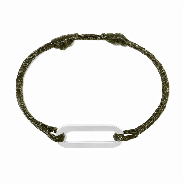 Bracelet sur cordon Maillon L or blanc