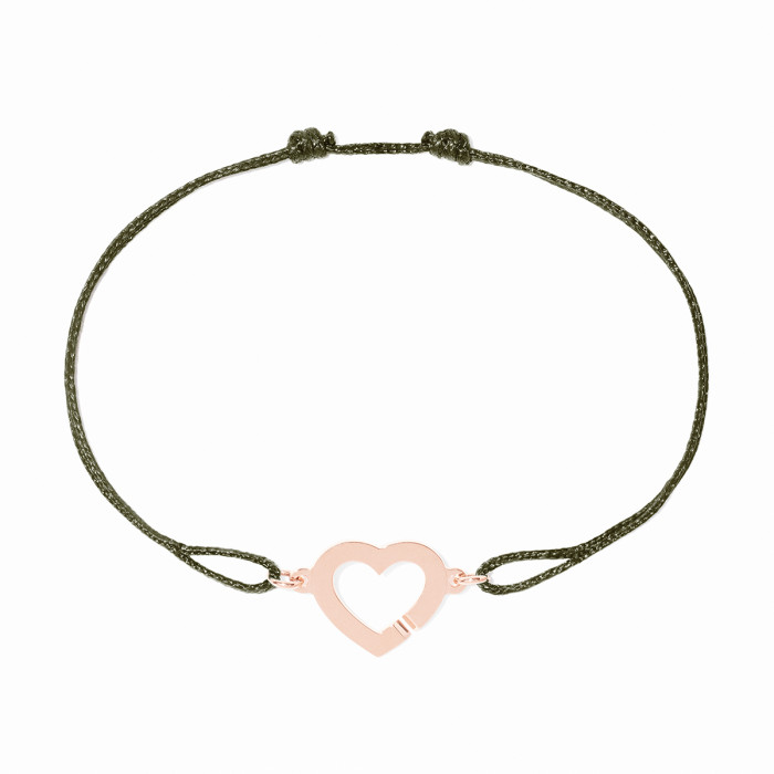 Bracelet sur cordon Cœur R12 or rose