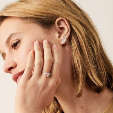 Bague chaîne Menottes dinh van or blanc - Tailles 49/50