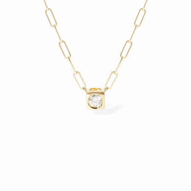 Collier Le Cube Diamant grand modèle or jaune et diamant