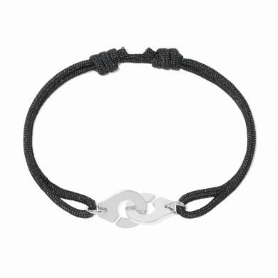 Bracelet sur cordon Menottes dinh van petit modèle or blanc