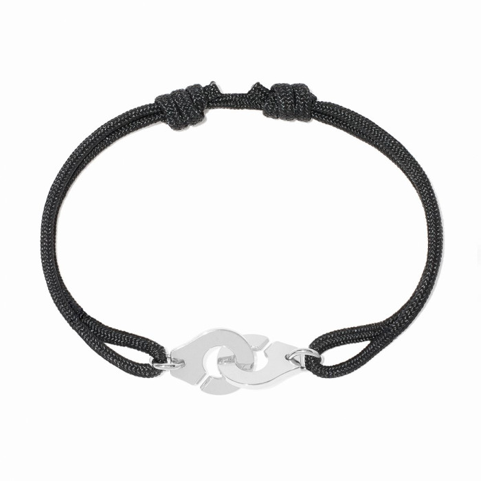Bracelet sur cordon Menottes dinh van petit modèle or blanc