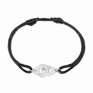 Bracelet sur cordon Menottes dinh van petit modèle or blanc et diamants