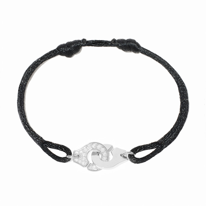 Bracelet sur cordon Menottes dinh van petit modèle or blanc et diamants
