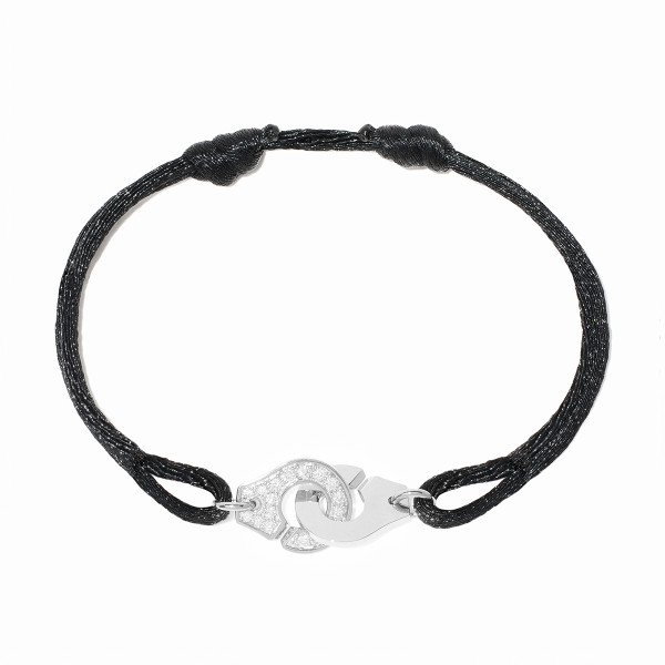 Bracelet sur cordon Menottes dinh van petit modèle or blanc et diamants