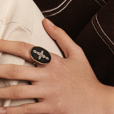 Bague Bowie n°3 noir diamant - Taille 52 - Pascale Monvoisin