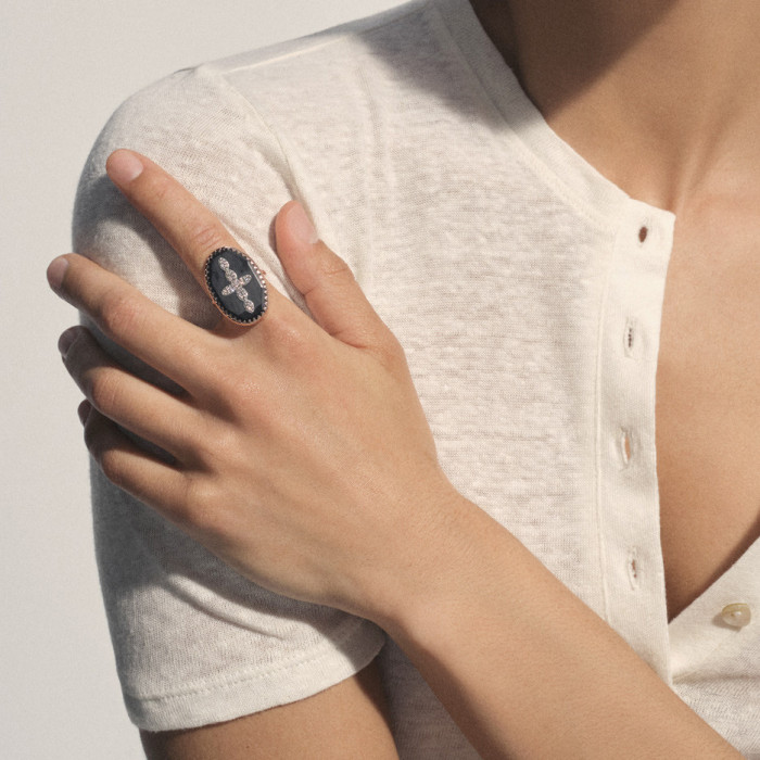 Bague Bowie n°3 noir diamant - Taille 52 - Pascale Monvoisin