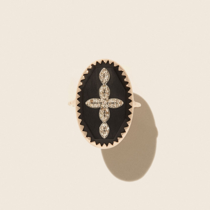 Bague Bowie n°3 noir diamant - Taille 52 - Pascale Monvoisin