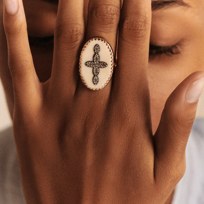 Bague bowie n°3 blanc diamant - Taille 52 - Pascale Monvoisin