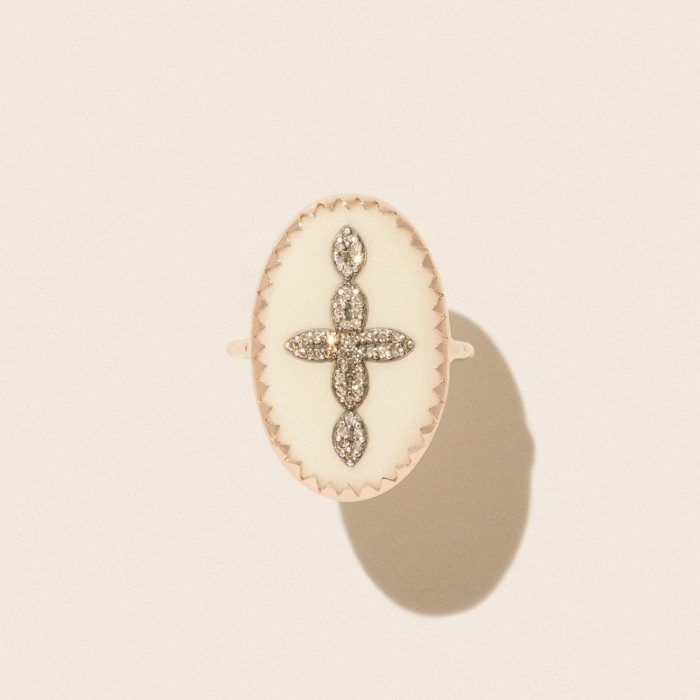 Bague bowie n°3 blanc diamant - Taille 52 - Pascale Monvoisin