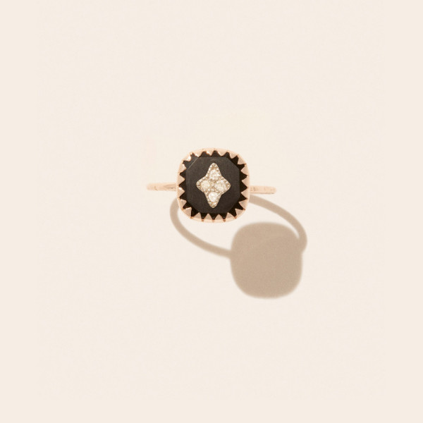 Bague pierrot noir - taille 51 - Pascale Monvoisin