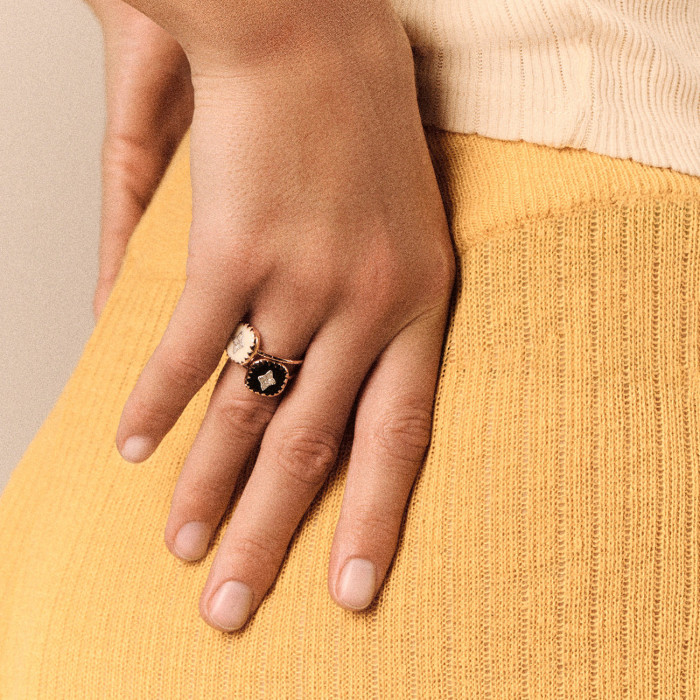 Bague pierrot noir - taille 51 - Pascale Monvoisin
