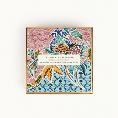 Savon et porte savon Grenade Pivoine 150g - Fragonard
