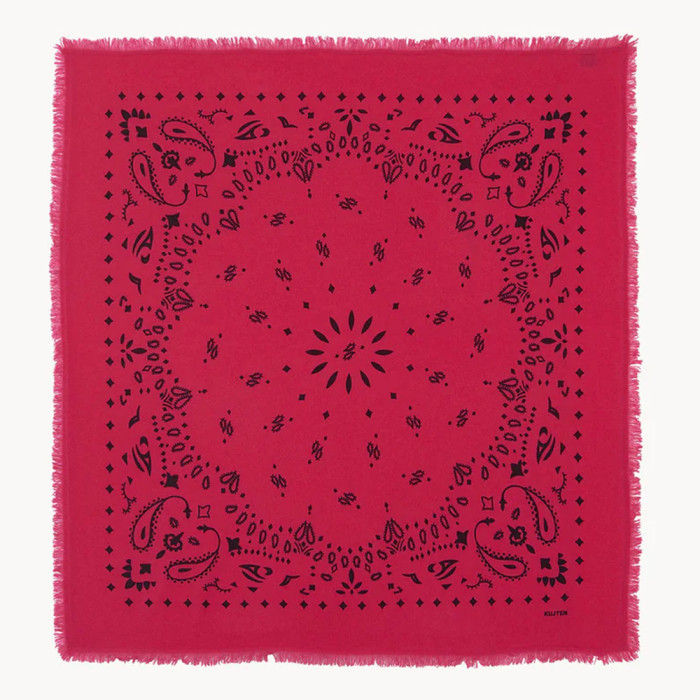 Grand Bandana Hachiko cachemire imprimé fuschia - Kujten
