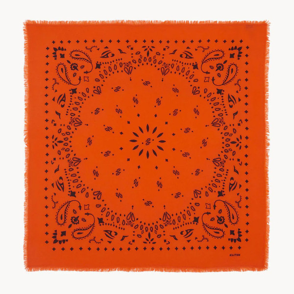 Grand bandana cachemire imprimé Hachiko sunset - Kujten