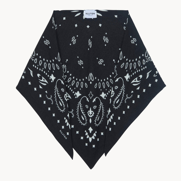 Petit bandana triangle cachemire Tifa noir - Kujten