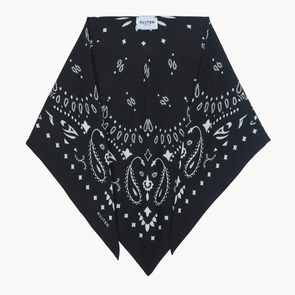 Petit bandana triangle cachemire Tifa noir - Kujten