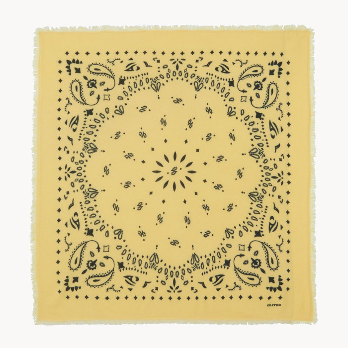 Grand bandana cachemire imprimé Hachiko Anis - Kujten