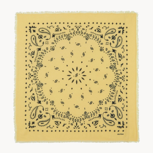 Grand bandana cachemire imprimé Hachiko Anis - Kujten