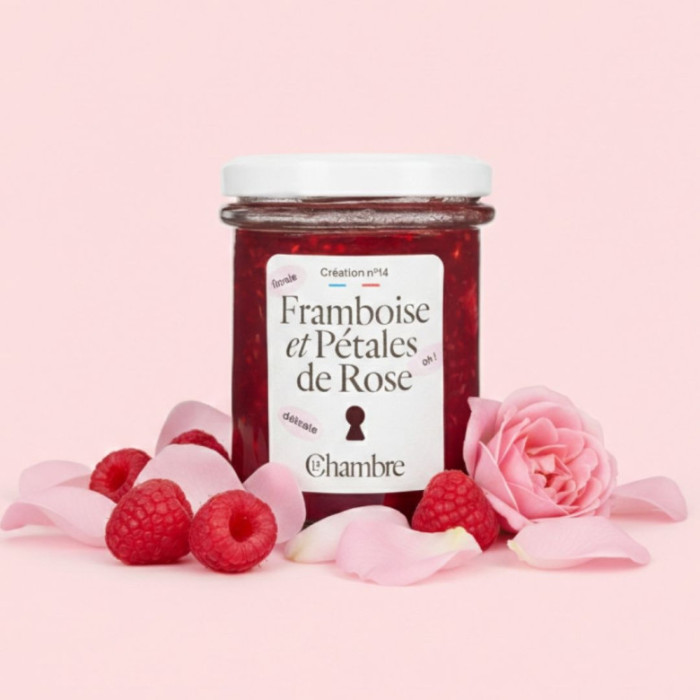 Confiture Framboise Pétales de Rose 200g - La Chambre