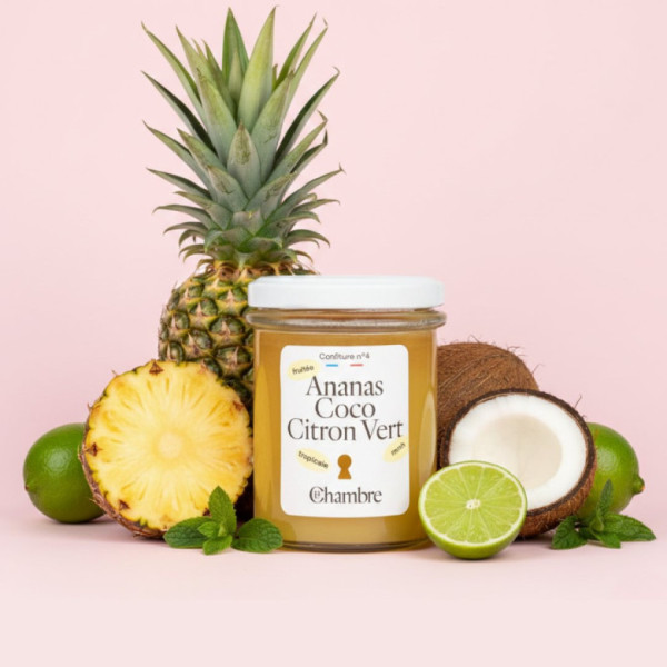 Confiture Ananas Coco Citron vert 200g - La Chambre
