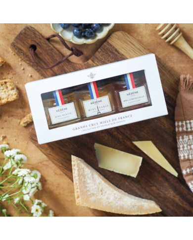 Coffret 3 mini miels 3x40g Acacia, Paris, Chataignier - Hédène