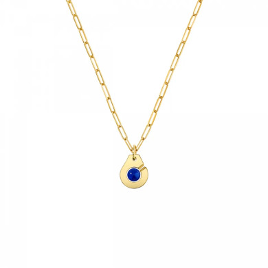 Collier Menottes dinh van R10 en or jaune et lapis lazuli - dinh van
