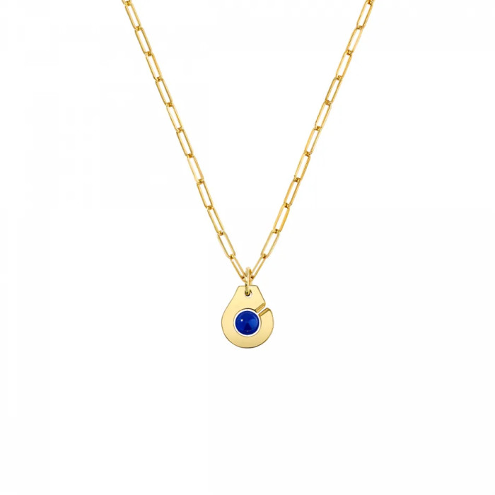 Collier Menottes dinh van R10 en or jaune et lapis lazuli - dinh van