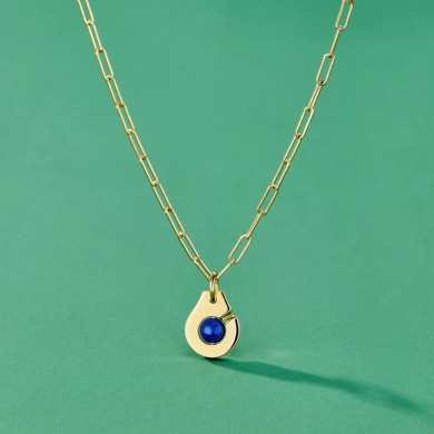 Collier Menottes dinh van R10 en or jaune et lapis lazuli - dinh van