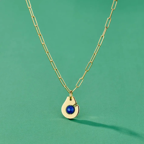 Collier Menottes dinh van R10 en or jaune et lapis lazuli - dinh van