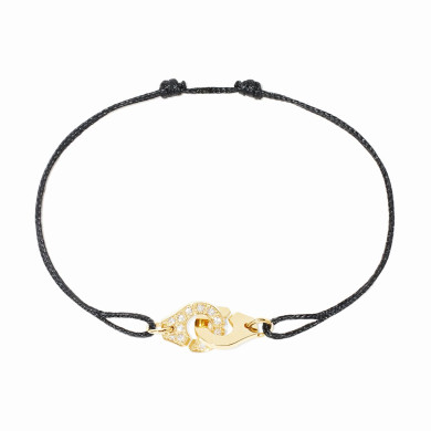 Bracelet sur cordon Menottes dinh van XS or jaune et diamants - dinh van