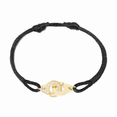 Bracelet sur cordon Menottes dinh van petit modèle or jaune et diamants