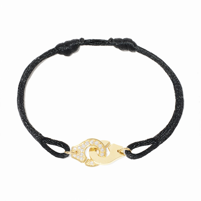 Bracelet sur cordon Menottes dinh van petit modèle or jaune et diamants