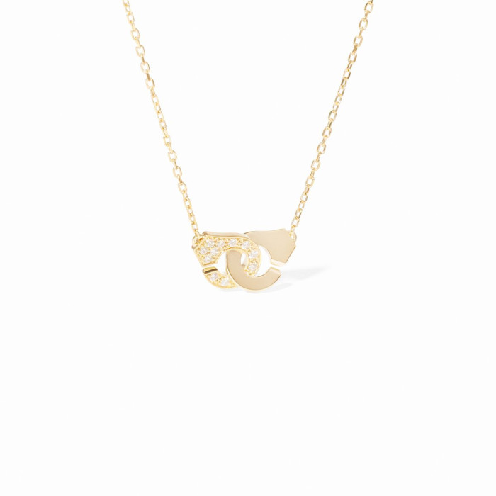 Collier Menottes dinh van XS or jaune et diamants