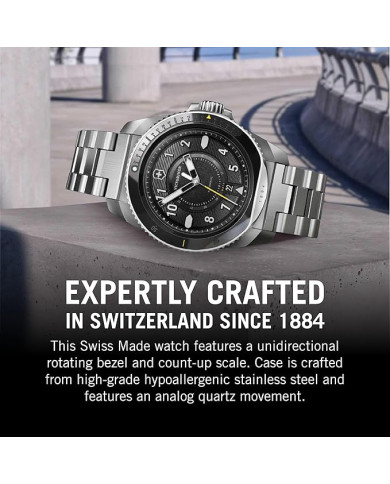 Montre Journey 1884 - Cadran noir et bracelet acier inoxydable argenté - Victorinox