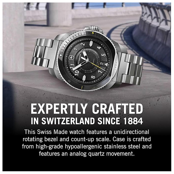 Montre Journey 1884 - Cadran noir et bracelet acier inoxydable argenté - Victorinox