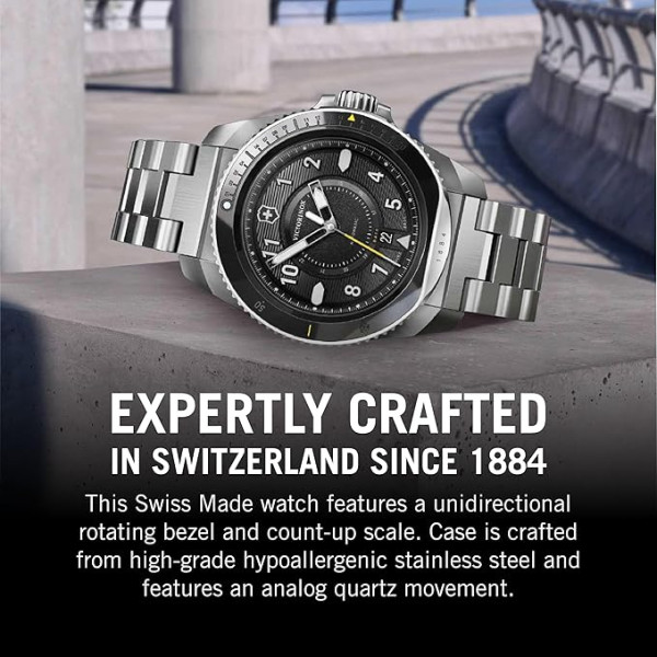 Montre Journey 1884 - Cadran noir et bracelet acier inoxydable argenté - Victorinox