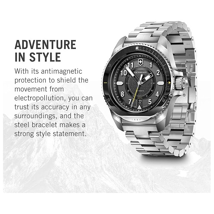 Montre Journey 1884 - Cadran noir et bracelet acier inoxydable argenté - Victorinox