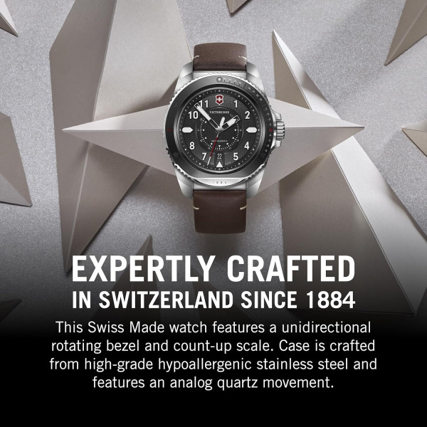 Montre Journey 1884 - Cadran noir et bracelet cuir marron - Victorinox