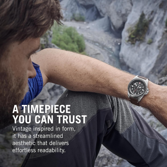 Montre Journey 1884 - Cadran noir et bracelet cuir marron - Victorinox