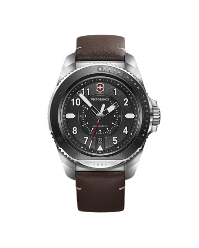 Montre Journey 1884 - Cadran noir et bracelet cuir marron - Victorinox