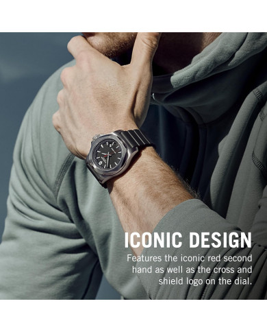 Montre Inox bracelet cuir noir - Victorinox